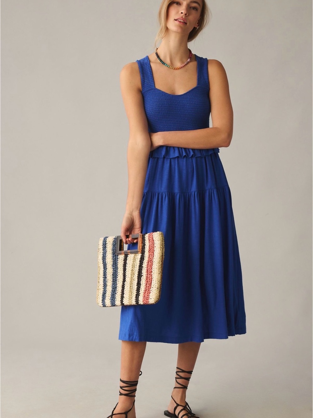 Nation LTD Royal Blue Tiered Midi Dress